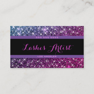 Shimmery Purple Pink Ombre Glitter Stars Lashes Business Card