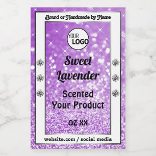 Shimmery Purple Sparkle Glitter Product Label Logo