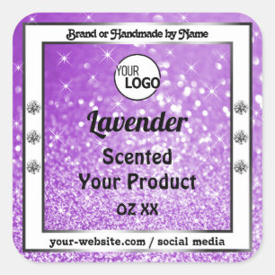 Shimmery Purple Sparkle Glitter Product Label Logo