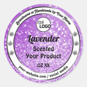 Shimmery Purple Sparkle Glitter Product Label Logo