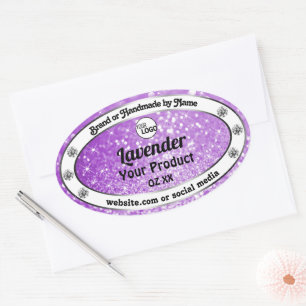 Shimmery Purple Sparkle Glitter Product Label Logo
