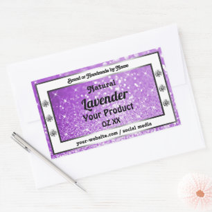 Shimmery Purple Sparkling Glitter Product Labels