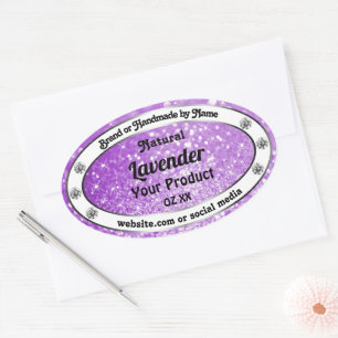 Shimmery Purple Sparkling Glitter Product Labels