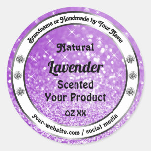 Shimmery Purple Sparkling Glitter Product Labels