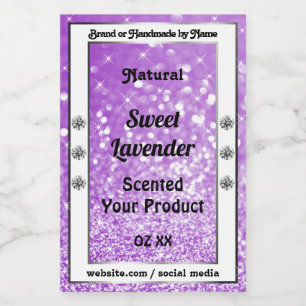 Shimmery Purple Sparkling Glitter Product Labels