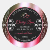 Shimmery Red and Green Product Labels Jewels Black