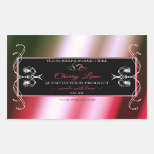 Shimmery Red and Green Product Labels Jewels Black