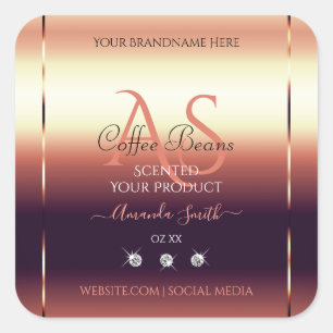 Shimmery Red Brown Product Labels Jewels Initials