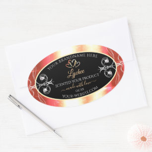 Shimmery Rose Gold Product Labels Diamonds Black