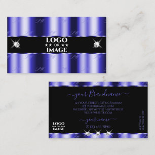 Shimmery Royal Blue Black Sparkle Jewels with Logo Business Card