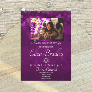 Shimmery Royal Purple Bat Mitzvah Invitation