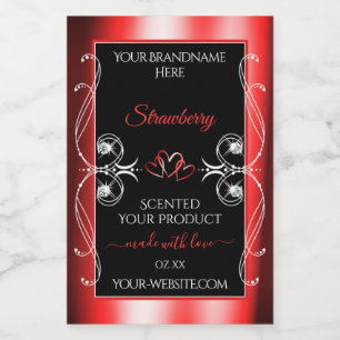 Shimmery Ruby Red Frame Black Product Label Jewels