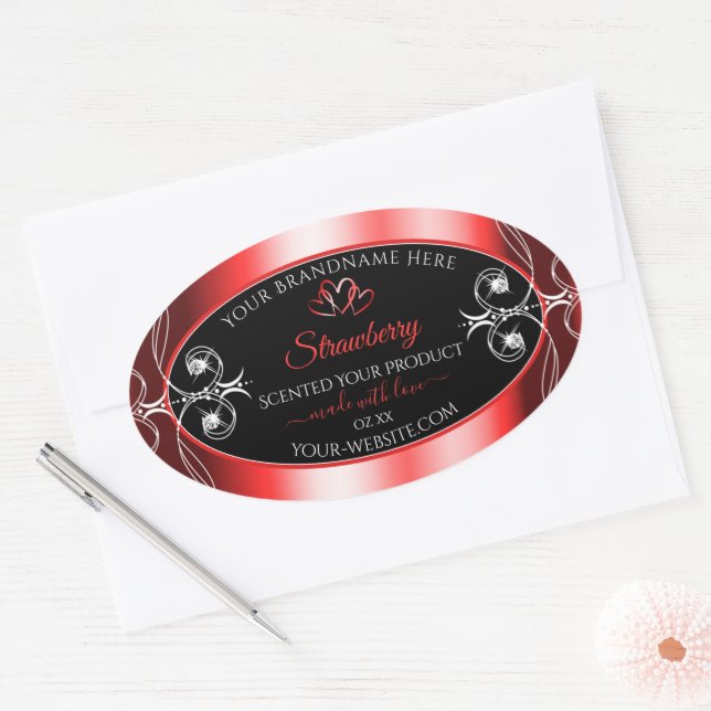 Shimmery Ruby Red Frame Black Product Label Jewels (Envelope)