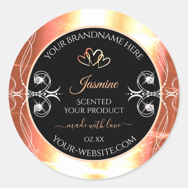 Shimmery Salmon Cream Product Labels Jewels Black (Front)