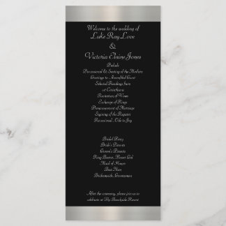 Shimmery Silver & Black Striped Bow Wedding Programme