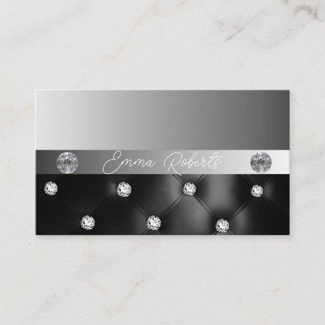 Shimmery Silver Sparkle Glitter Diamonds Business  Business Card (Front)