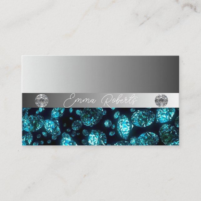Shimmery Silver Sparkle Glitter Diamonds  Business Card (Front)