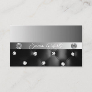 Shimmery Silver Sparkle Glitter Diamonds Business  Card