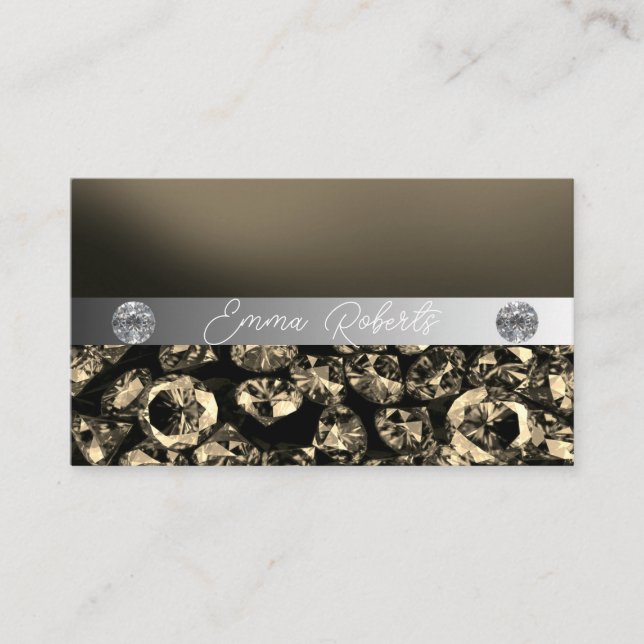Shimmery Silver Sparkle Glitter Diamonds Business  Card (Front)
