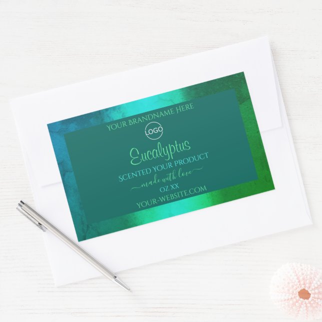 Shimmery Teal and Green Pattern Product Label Logo (Envelope)