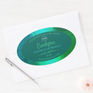 Shimmery Teal and Green Pattern Product Label Logo
