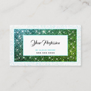 Shimmery Teal Glitter Cosmetics Hair Makeup Lashes Business Card