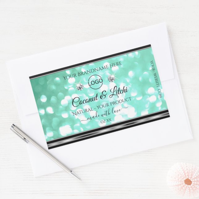 Shimmery Teal Glitter Product Labels Diamonds Logo (Envelope)