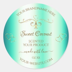 Shimmery Teal Gold Ornate Ornaments Product Labels