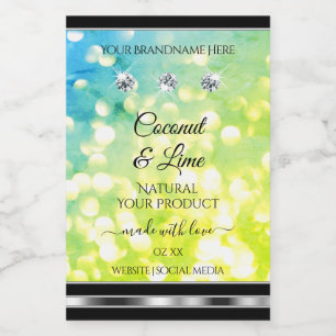 Shimmery Teal Green Glitter Product Label Diamonds