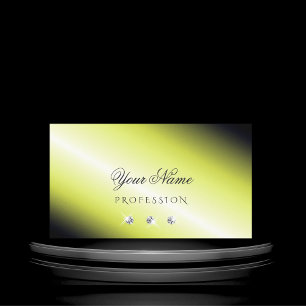 Shimmery Yellow Silver Sparkling Diamonds Elegant Business Card