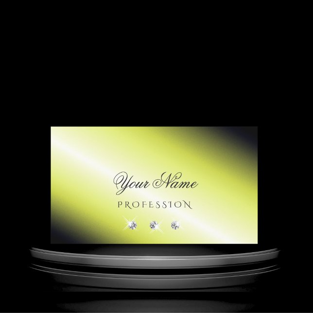Shimmery Yellow Silver Sparkling Diamonds Elegant Business Card (Creator Uploaded)