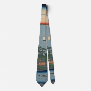 Shinagawa Susaki Vintage Ukiyo-e Japanese Art Tie