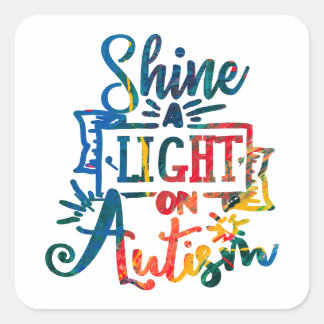 Shine a Light on Autism Awareness Rainbow Square Sticker