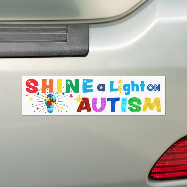 SHINE a Light on AUTISM Bumper Sticker (On Car)