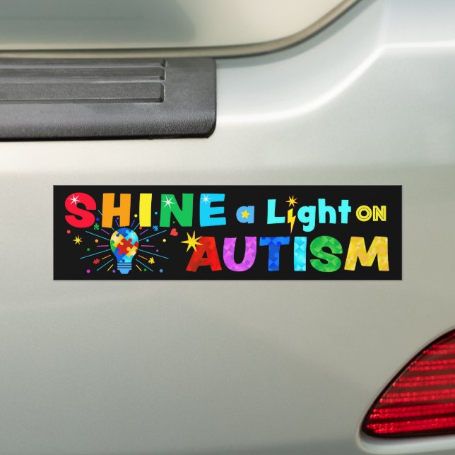 SHINE a Light on AUTISM Bumper Sticker (On Car)
