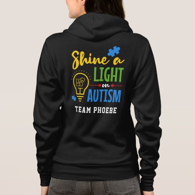 Shine A Light on Autism Matching Team Personalised Hoodie (Back)