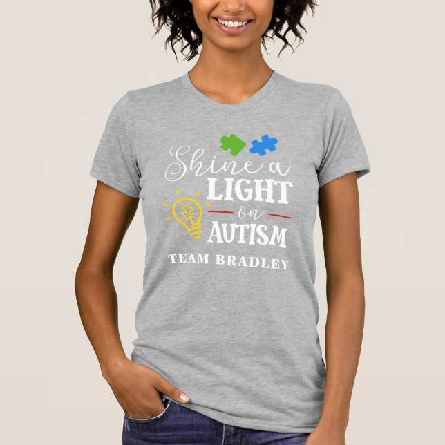 Shine A Light on Autism Matching Team T-Shirt (Front)