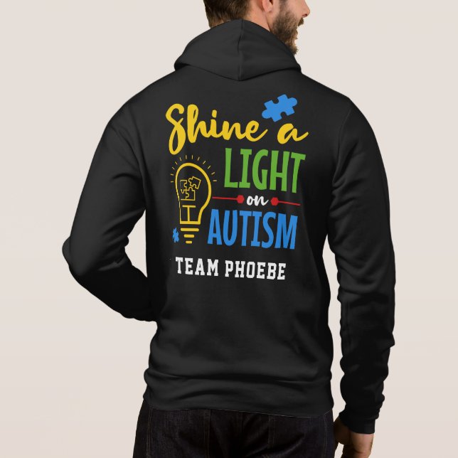 Shine A Light on Autism Personalised Matching Team Hoodie (Back)