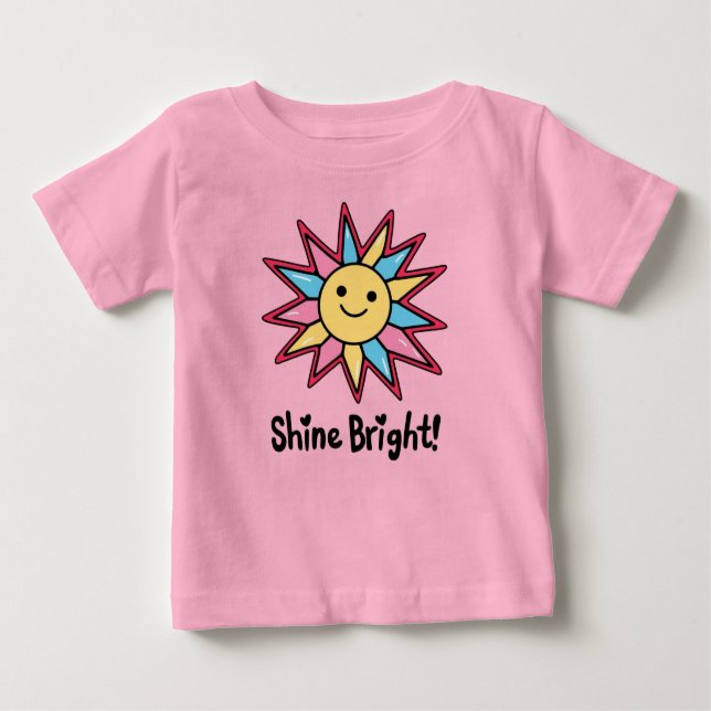 Shine Bright: A Colorful Sun Design Baby T-Shirt (Front)