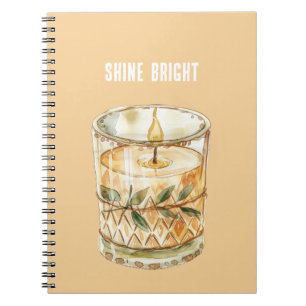 Shine Bright Candle Green Leaves Boho Notebook