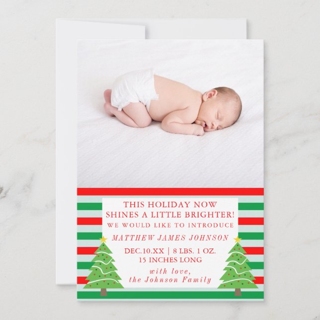 Shine Bright Christmas Newborn Birth Announcement (Front)