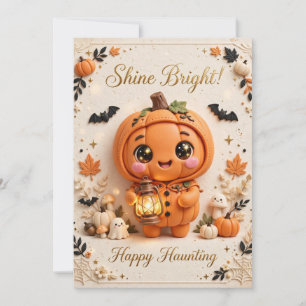 Shine Bright! Cute Pumpkin Halloween Invitation -