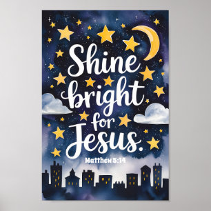 Shine Bright for Jesus Christian Nursery Wall Art