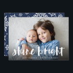 Shine Bright | Full Photo Hanukkah Holiday Card<br><div class="desc">Festive Hanukkah photo card features your favourite horizontal or landscape orientated photo in full bleed,  with "shine bright" overlaid in white hand lettered brush typography. Personalise the front of the card with your names and short holiday message.</div>