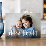 Shine Bright | Full Photo Hanukkah Silver<br><div class="desc">Festive Hanukkah photo card features your favourite horizontal or landscape orientated photo in full bleed,  with "shine bright" overlaid in silver foil hand lettered brush typography. Personalise the front of the card with your names and short holiday message.</div>