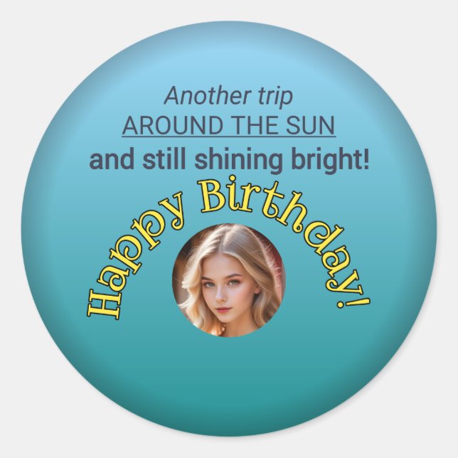Shine Bright: Happy Birthday Round Sticker (Front)
