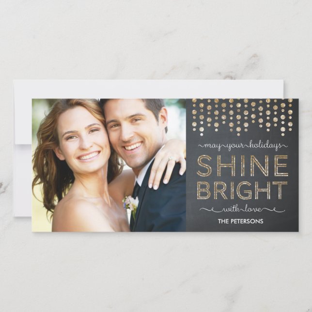 Shine Bright Holiday Photo Card - Gold (Front)