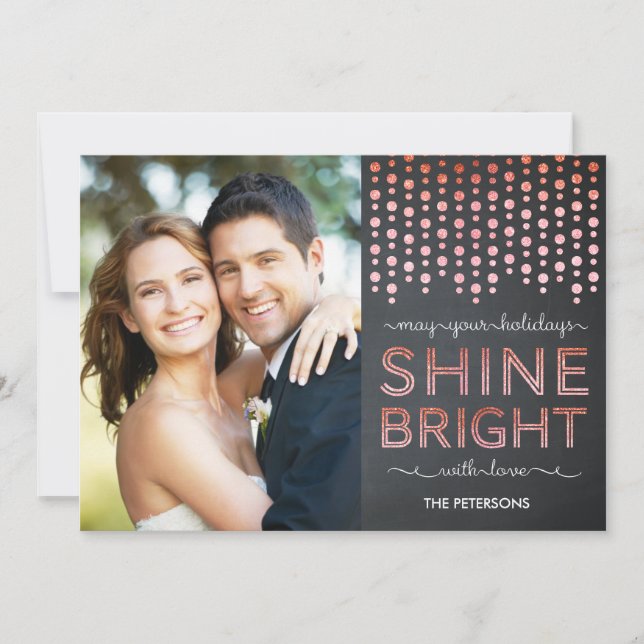 Shine Bright Holiday Photo Cards - Red (Front)