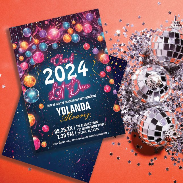 Shine Bright Last Disco Themed Graduation Party Invitation (Creator Uploaded)