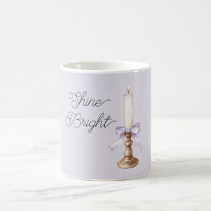 Shine Bright Lavender Bow White Gold Candle Coffee Mug